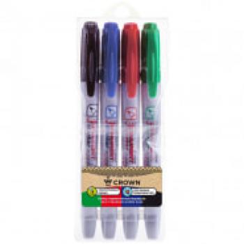 Маркер перманентный Набор 1мм Crown Multi Marker Super Slim 4цв круглый наконечник 