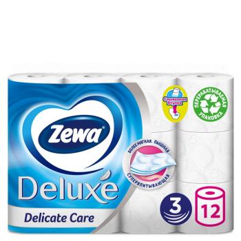 Туалетная бумага 12шт Zewa (Зева) Deluxe 20,7м 3-сл втулка перфорация белая 