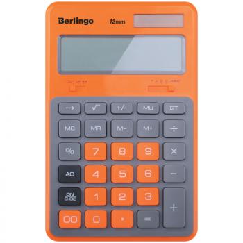 Калькулятор 12 разр Berlingo Hyper двойное питание 171*108*12 оранжевый