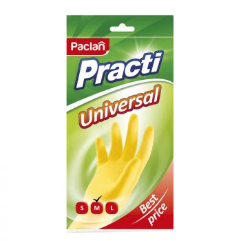 Перчатки латексные M Paclan Universal х/б напыление желтый/100 