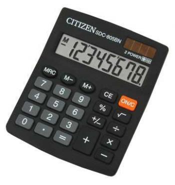 Калькулятор 08 разр Citizen SDC-805BN 102х124х25мм малый двойное питание/20   
