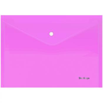 Конверт на кнопке А4 Berlingo Starlight 180мкм прозрачный розовый