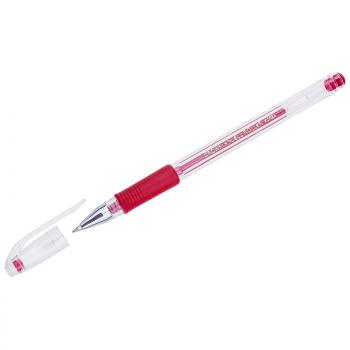 Ручка гелевая красная 0,5мм Crown Hi-Jell Grip грип