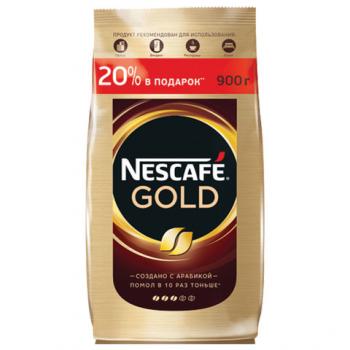 Кофе молотый в растворимом 900г Nescafe (Нескафе) Gold сублимированный мягкая упаковка
