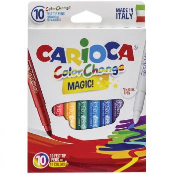 Фломастеры 09цв+1 Carioca Color Change меняющие цвет картон 10шт/уп   42737
