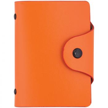 Визитница 40 визиток OfficeSpace карманная с кнопкой кожзам оранжевый