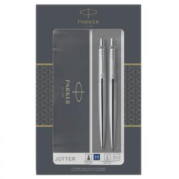 Набор подарочный Parker Jotter Stainless Steel ручка шарик синий 1,0мм карандаш автомат 0,5мм 209325