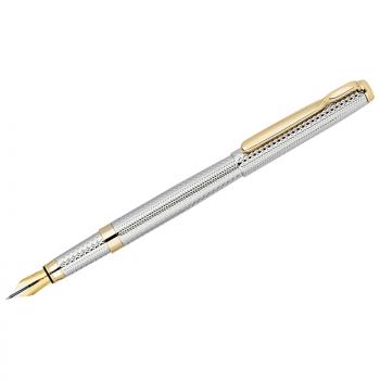 Ручка перьевая Delucci Celeste черная 0,8мм цвет корпуса серебро подарочный футляр