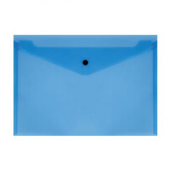 Конверт на кнопке А4 150мкм пластик прозрачная синяя Стамм