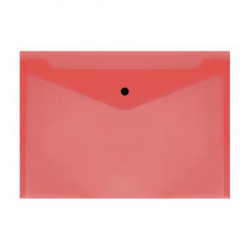 Конверт на кнопке А4 150мкм пластик прозрачная красная Стамм