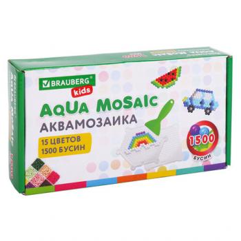 Аквамозаика 15цв 1500 бусин с трафаретами и инструментами BRAUBERG KIDS