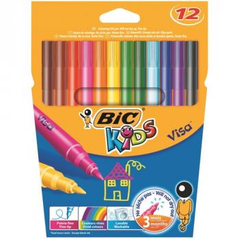 Фломастеры 12цв BIC Kids Visa суперсмываемые вентилируемый колпачок европодвес