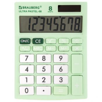 Калькулятор 08 разрядов компактный Brauberg Ultra Pastel-08 LG