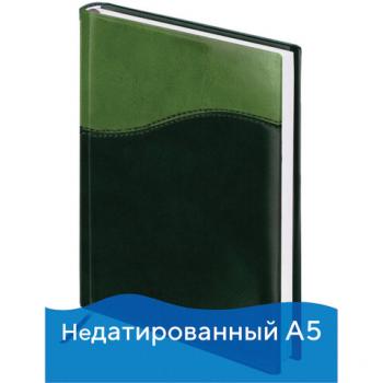 Ежедневник н/дат А5 160л Brauberg Bond под комбинированую кожу с волной зеленый