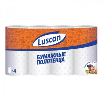 Полотенца рулон 4шт Luscan 2-сл белые с тиснением/6