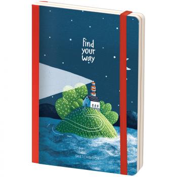 Скетчбук - альбом для рисования 80л. B6 "Find your way", 100г/м2, тв.обл, карман, доп.листы крафт		