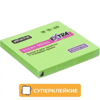 Стикеры 76х76 с кл краем 100л неон зеленый Attache Selection Extra 