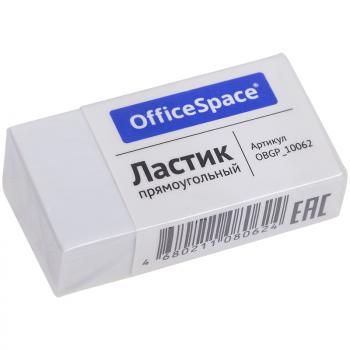 Ластик прямоугольный OfficeSpace 38х20х10мм картон. держатель термопласт.резина/30