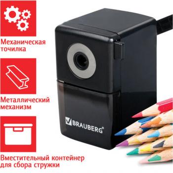 Точилка механическая Brauberg Black Jack металлич механизм цвет чёрный 222516