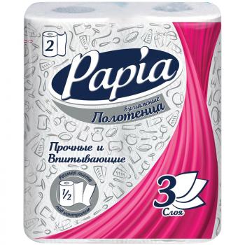 Полотенца рулон 2шт Papia 3-сл тиснение белые 1/2 листа   5062171