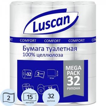 Туалетная бумага 32шт Luscan Comfort Megapack 15м 2-сл белая втулка 