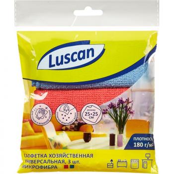 Салфетка для бытовых нужд микрофибра Luscan 180г 25х25см 3шт/уп