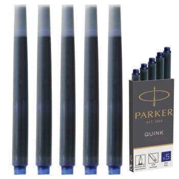 Картриджи чернильные PARKER "Cartridge Quink", КОМПЛЕКТ 5 штук, синие