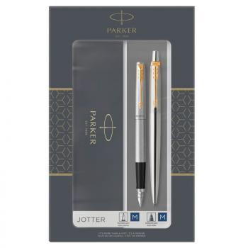 Набор ручек Parker Jotter Stainless Steel GT ручка шарик синий 1,0мм ручка перьевая 1,0мм подароч уп