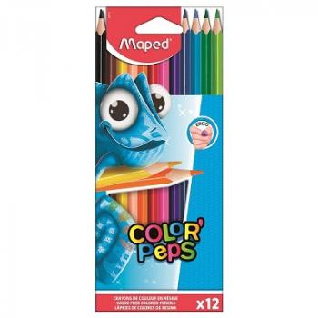 Карандаши цветные Maped COLOR'PEPS трехгранные,пластик,12цв/наб,8