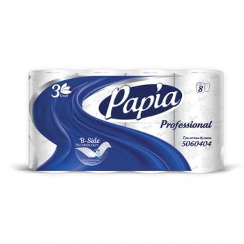 Туалетная бумага 08шт Papia Professional 17м 3-сл белая втулка 