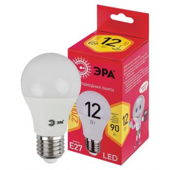Лампа светодиодная 12(90)Вт цоколь Е27 груша теплый белый 25000ч LED A60-12W-3000-E27 Эра