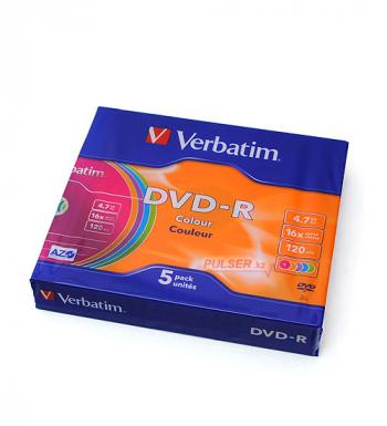 Диск DVD-R Verbatim 43557 4.7Gb 16x Slim Color (5шт/уп)/20