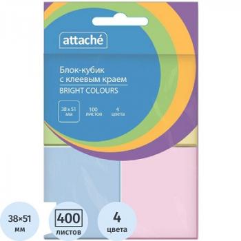 Стикеры 38x51 пастельные 4 цвета Attache Bright colours