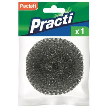 Губка (мочалка) металлическая, сетчатая, для посуды, гриля, плиты, PACLAN "Practi Spiro"