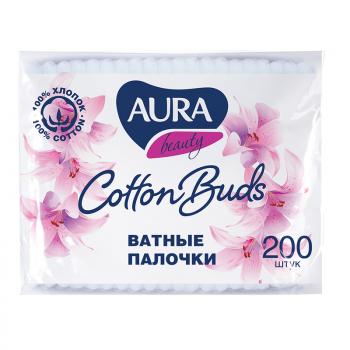 Ватные палочки Aura Beauty 200шт полиэтиленовый пакет