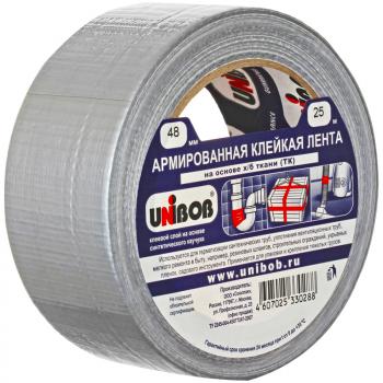 Клейкая лента (скотч) 48х25м армированная серая Unibob европодвес