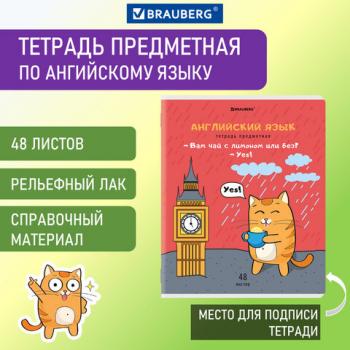 Тетрадь предметная КОТ-ЭНТУЗИАСТ 48л TWIN-лак АНГЛИЙСКИЙ ЯЗЫК клетка подсказ